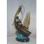 Old Man Fishing A Large Catch Bronze Statue -  Size: 27"L X 13"W X 30"H.