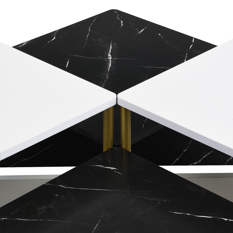 Ensemble de tables basses Modern Modern de 4 pièces, Noir / blanc