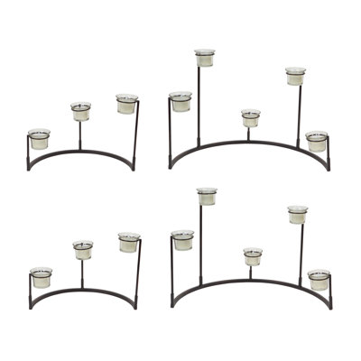 Multi-Level Stand 4 Piece Metal Candelabra Set