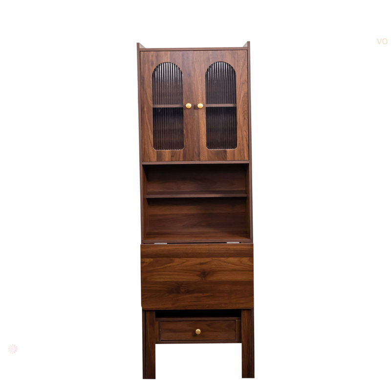 Fold-Out Convertible Writing Table,  Desk Cabinet With Shelf And Drawer Multi-Function Home Office Workstation
