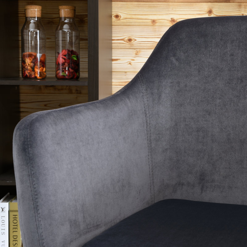 Chaise de bureau Noell, Velours gris