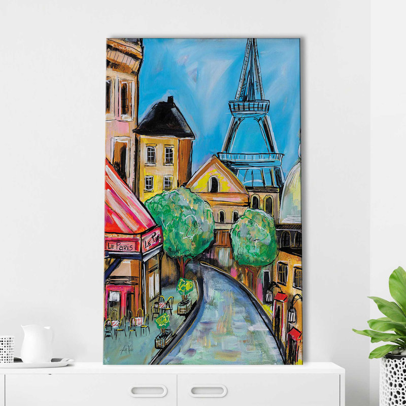 Paris Paris II par Jeanette Vertentes - Peinture, Toile tendue, H 30 po x l 18 po x P 1 po