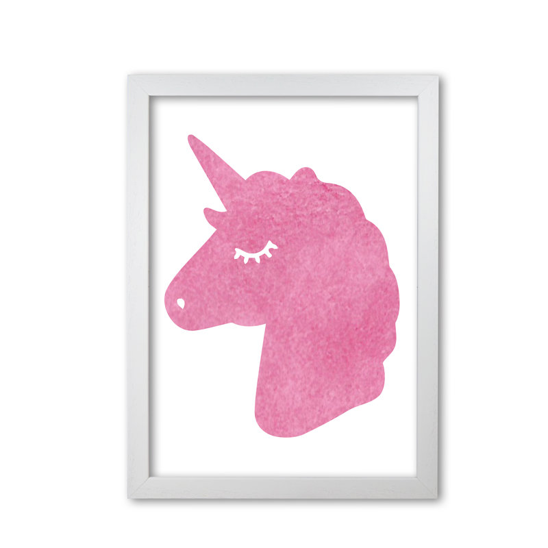 Unicorn Silhouette - Painting, 42 cm H x 30 cm W x 5 cm D, White Grain Frame