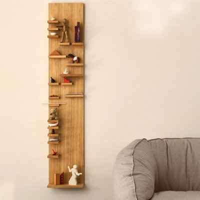 Étagère murale à 8 niveaux en bois massif et bois composite, de style moderne, idéale pour la chambre à coucher, la salle de bain, la cuisine ou le salon.