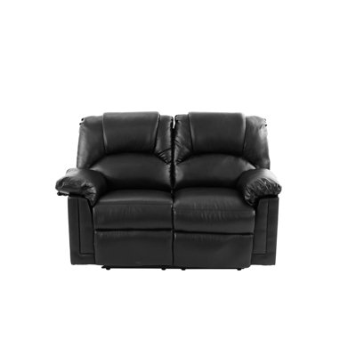 Salon en cuir retravaillé noir, cuir chic contemporain avec mécanisme d'inclinaison