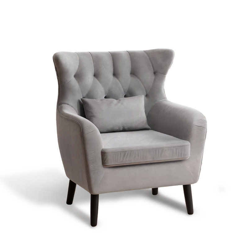  Causeuse 2 pièces en velours avec fauteuil, Gris