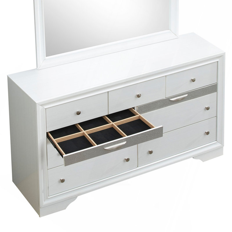 Madrid 9 Drawer Dresser White, White