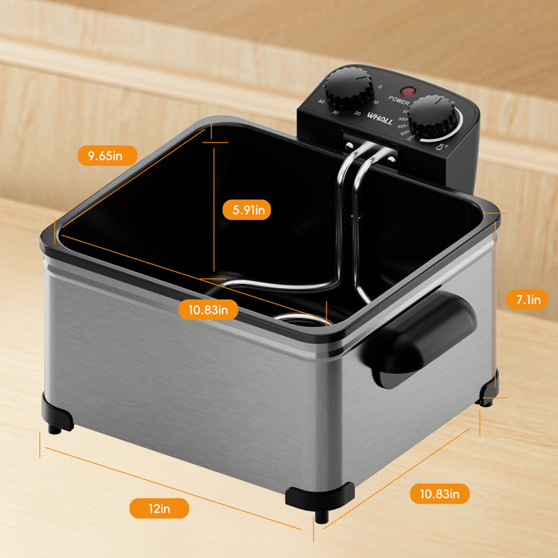 Friteuse WHALL 5 L avec 3 paniers, capacité de 21 tasses d'huile, H 14,5 po x l 12 po x P 6 po