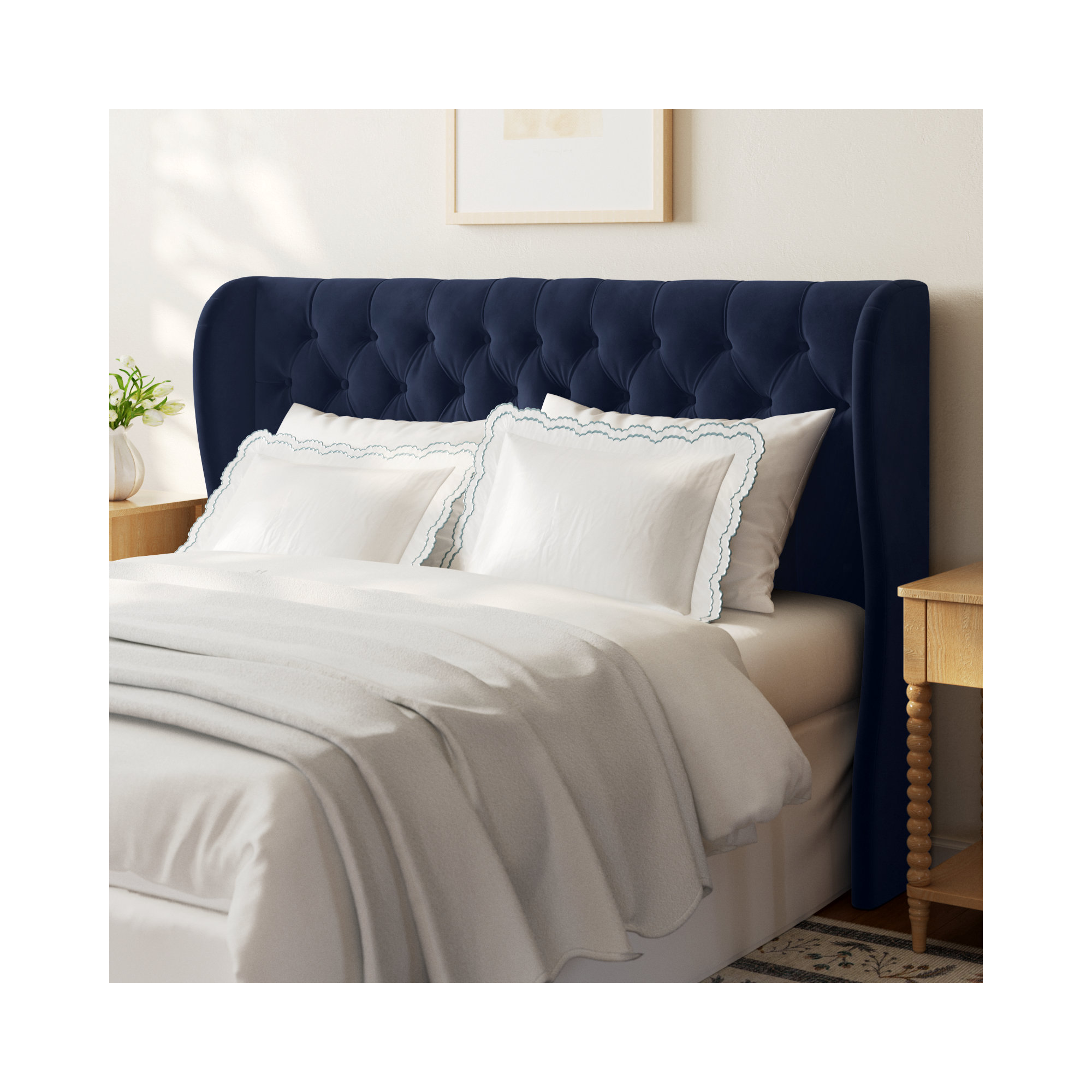 Tomey Upholstered Headboard, Classic Ink Performance Velvet, King