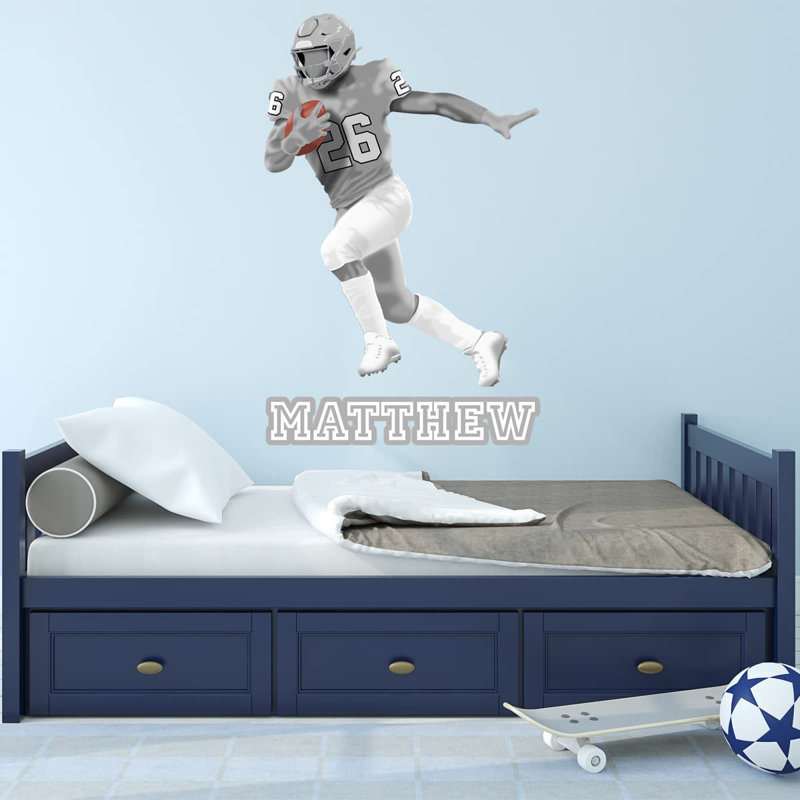 Adhésif décoratif footballeur, H 21 po x l 13 po, Oui, Argent