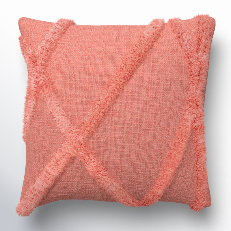 Britney Square Cotton Pillow Cover & Insert, 18"H x 18"W, White, Square