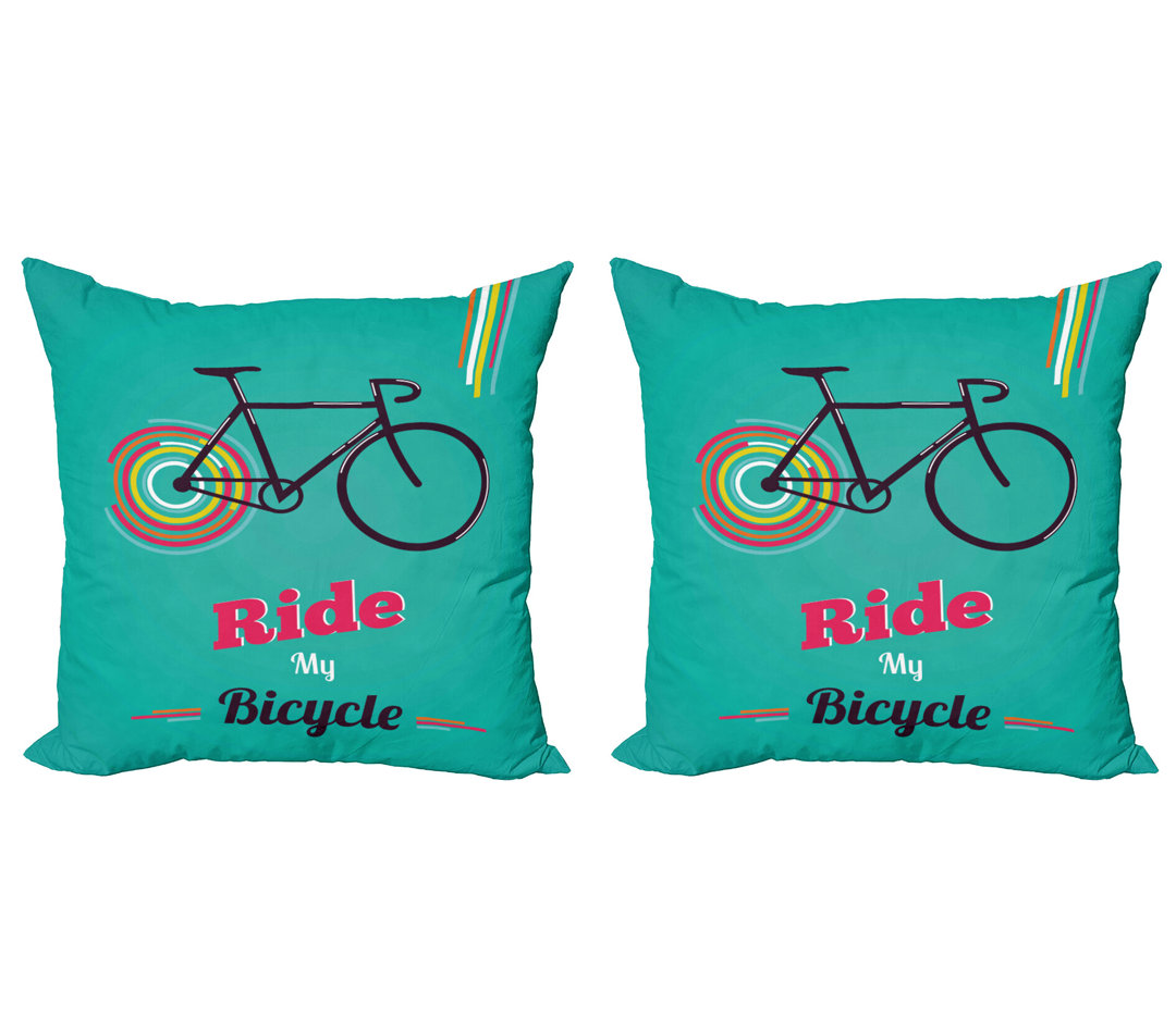 Dekokissen Kissenbezug, Retro Fahrrad-Entwurf, Fahrrad, Schwarz Pink Teal