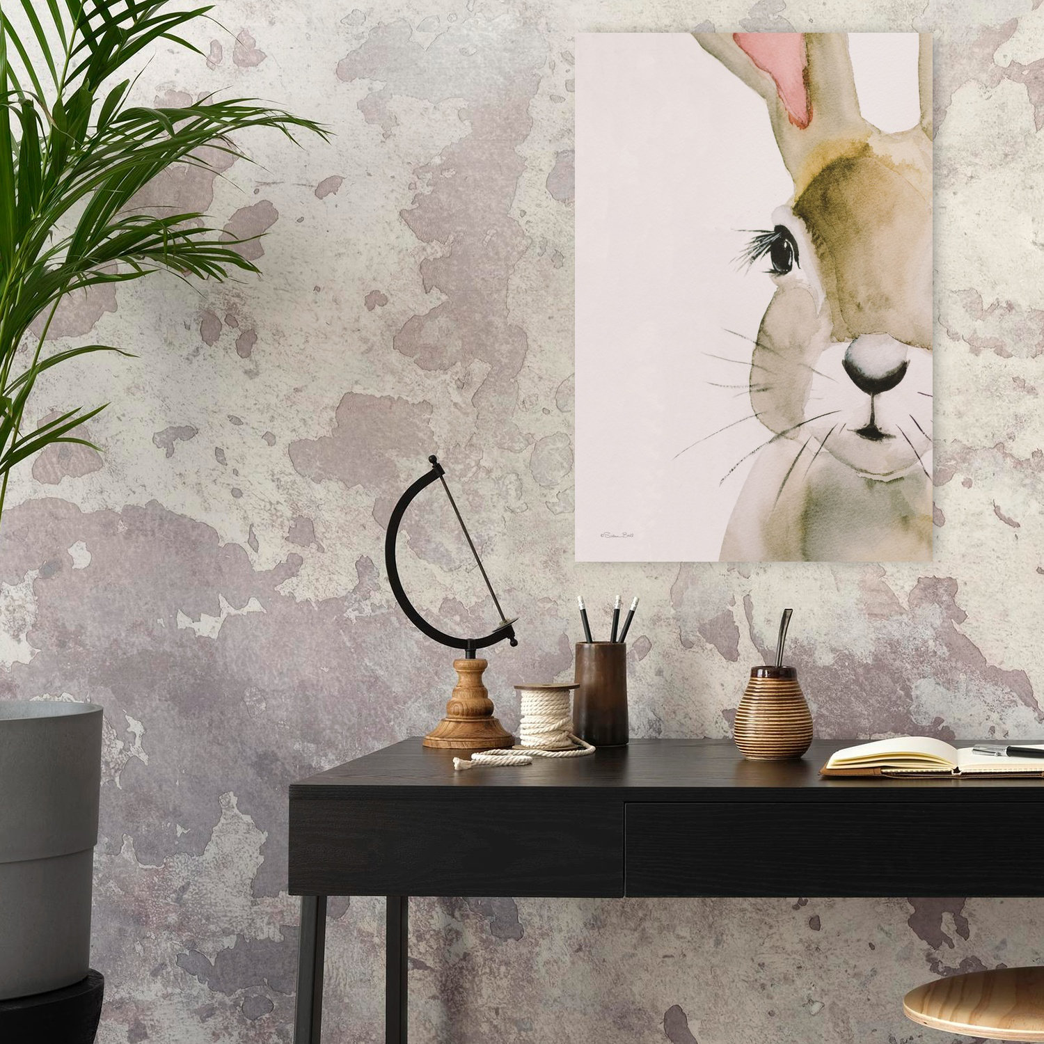 Contemporary Rabbit Designs Ophelia & Co. Peeking Bunny Contemporary Rabbit Portrait Spring Art ...