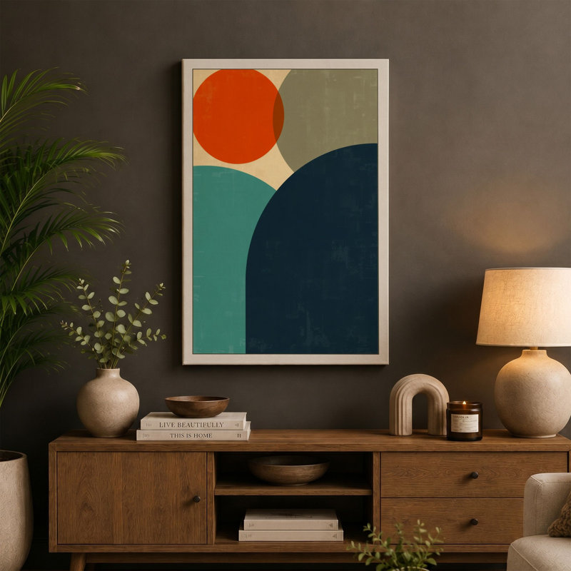 Colour Balance Mid-Century - Wrapped Canvas, 24x16 - 61.0 x 40.6 cm, Sage Border