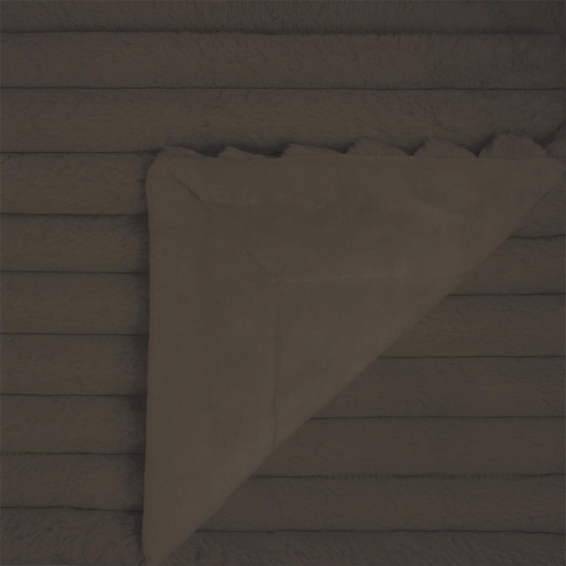 Jeté en fausse fourrure et velours réversible Luxury, Brun cacao, Throw XL