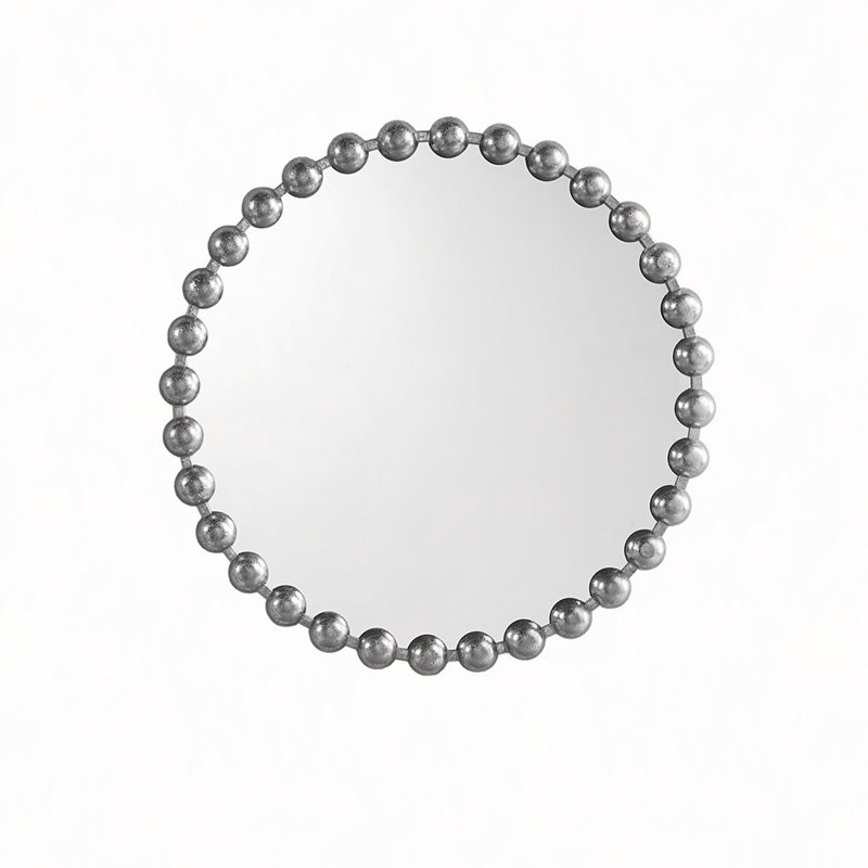 Miroir mural perlé 27 po, Argent argent, 27 po x 27 po
