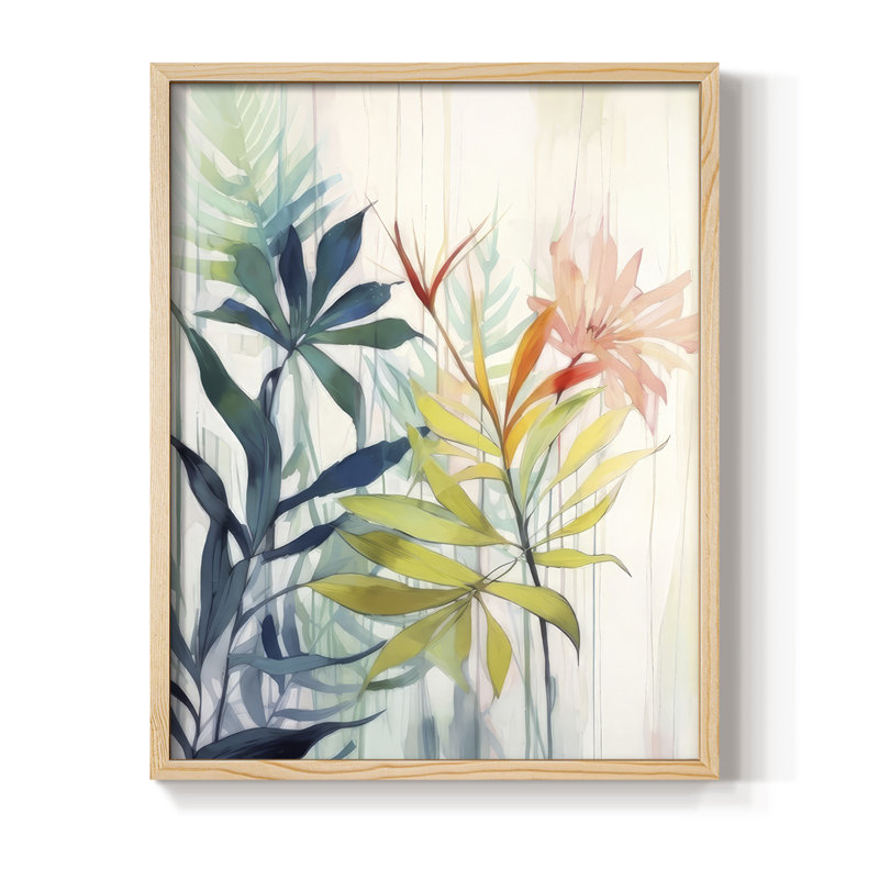 "Élégance florale rose et jaune I", Naturel, H 11 po x l 9 po