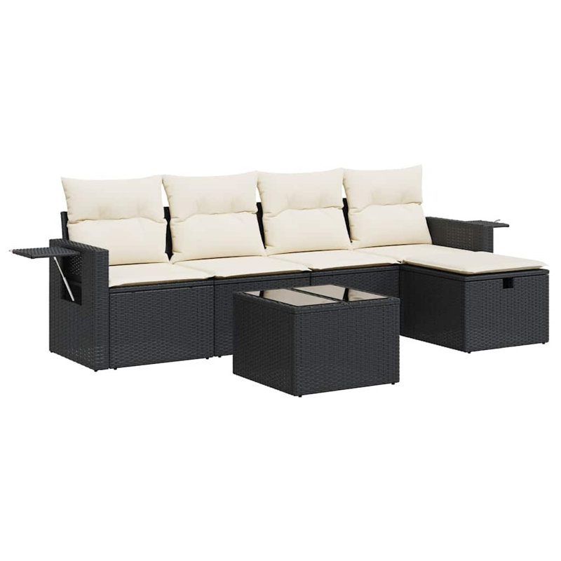 Ensemble de canapé de jardin Vidaxl noir, blanc crème