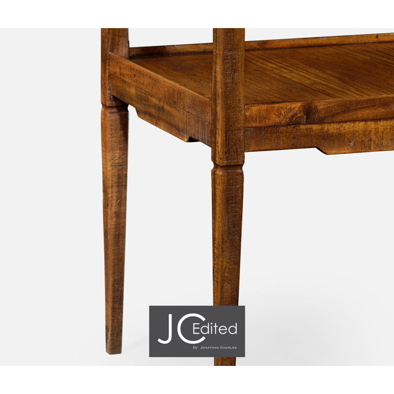 Casually Country Solid Wood End Table, Country Farmhouse Walnut