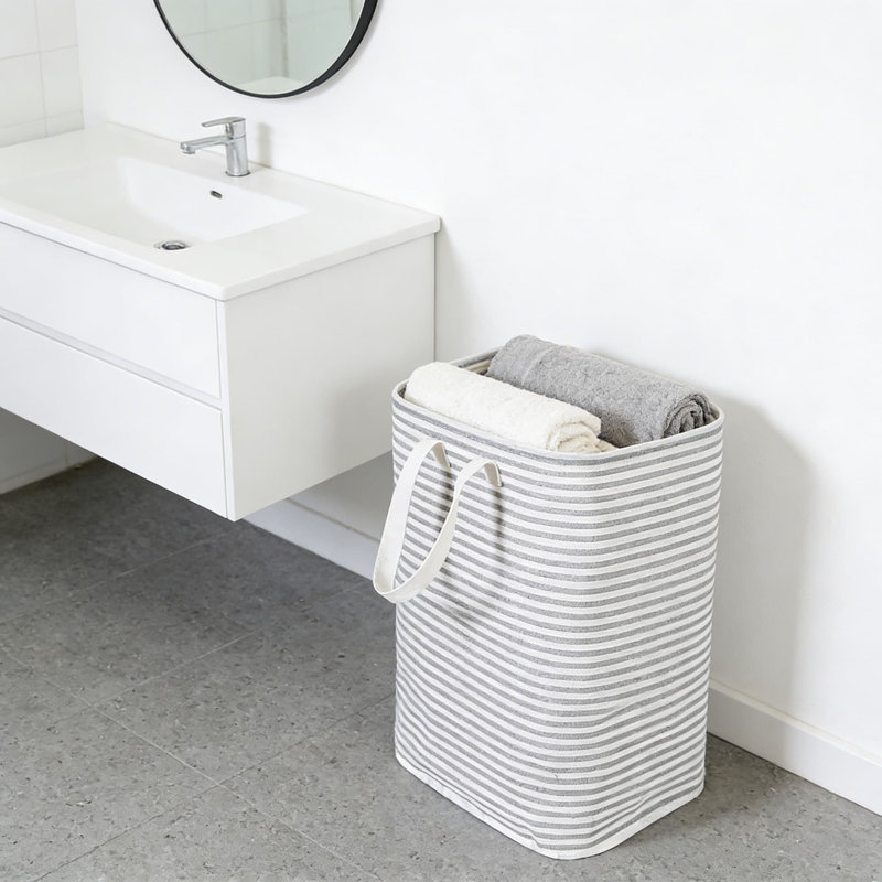 Panier à linge pliable de grande capacité avec longues poignées en tissu, panier de rangement polyvalent pour la maison, le bureau, le dortoir - 75L