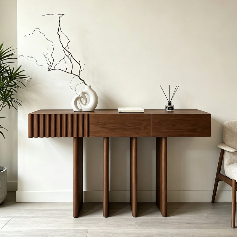 Table console de style Wabi-Sabi, H 31,5 po x l 55,1 po x P 13,8 po