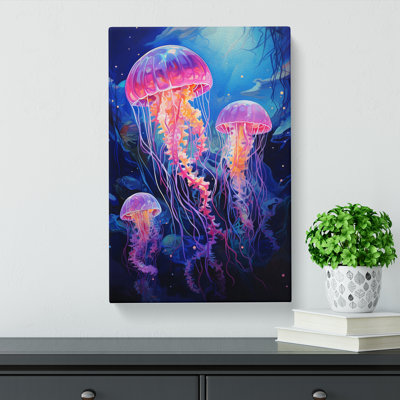 JellyFish Action Painting Art - Wrapped Canvas