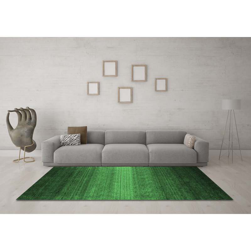 Tapis contemporains vert émeraude lavable à la machine 1781, Carré 8 pi