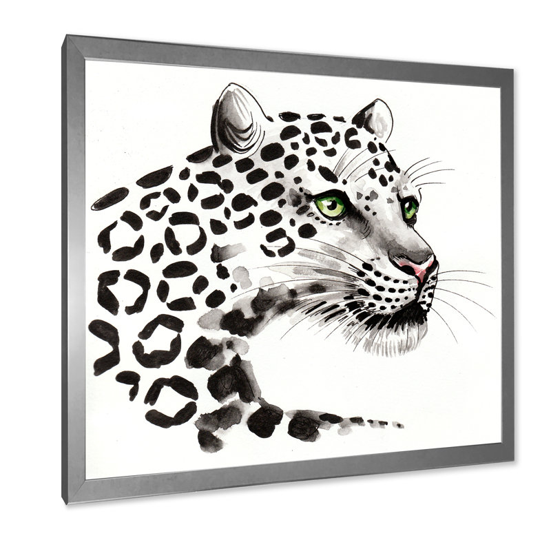 Leopard Head - Print on Canvas, Silver Picture Frame, 30" H x 30" W x 1" D