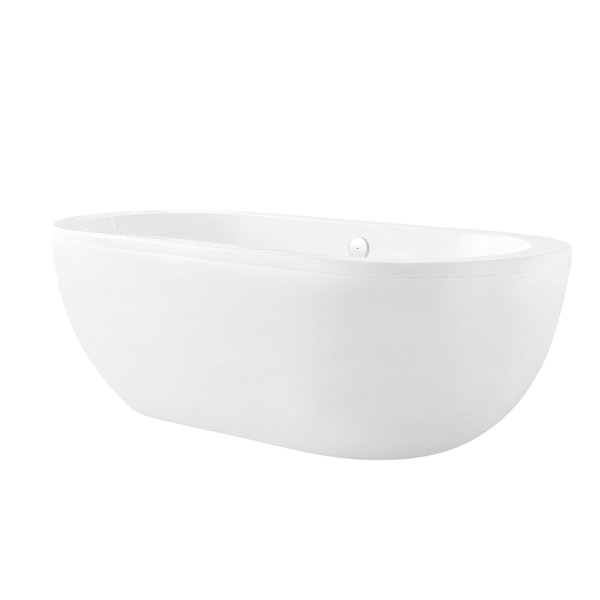 Ove Decors Serenity 71 in White Acrylic Freestanding Oval Bathtub