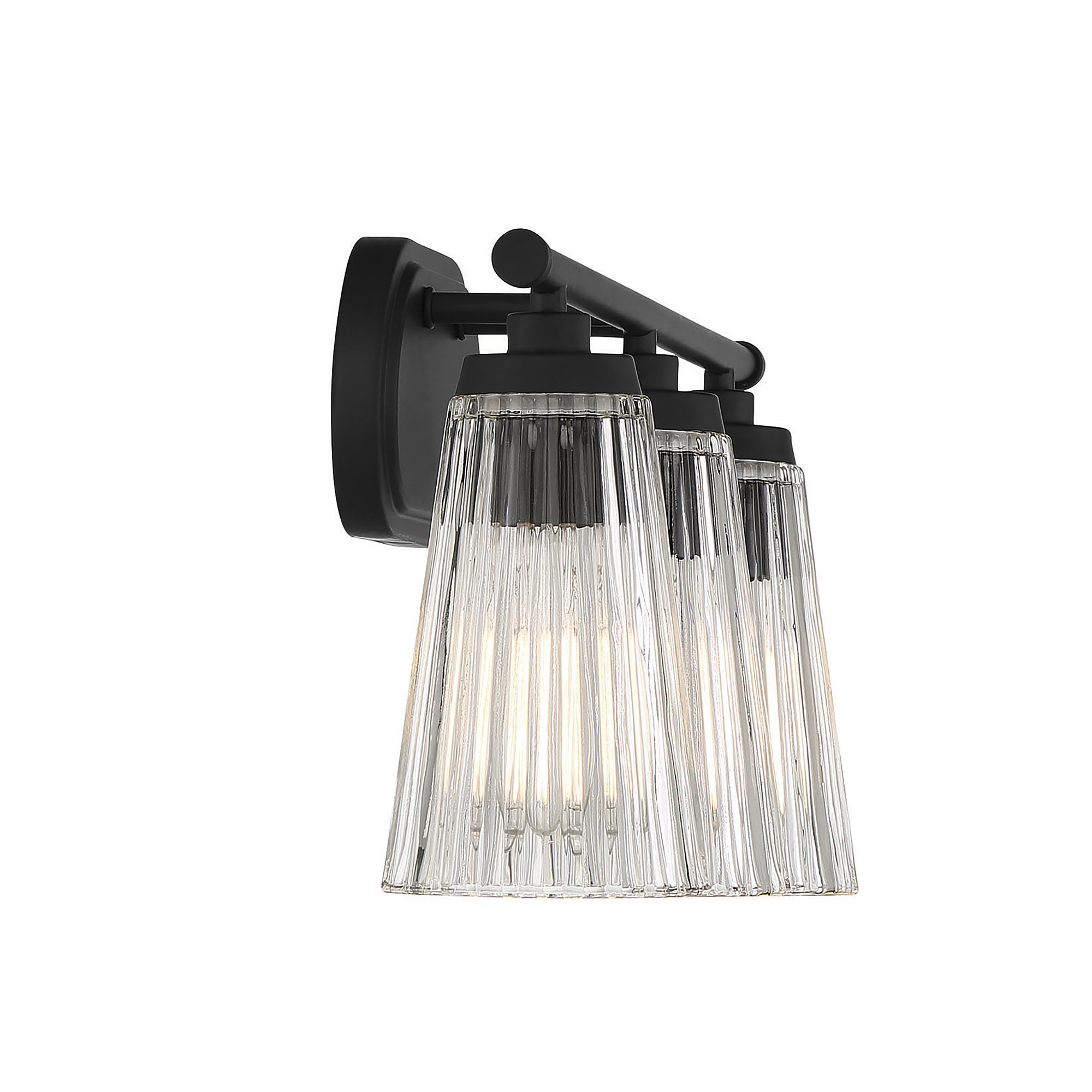 Jeanie Ribbed Dimmable Bath Sconce, Black, 10" H x 22" W x 22" D, 3 Lights