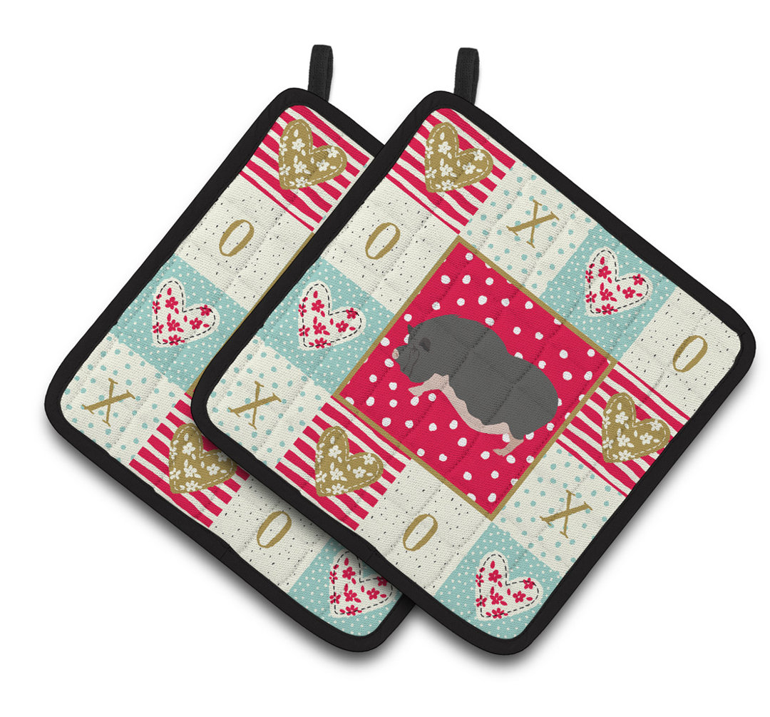 Caroline's Treasures Vietnamese Pot-Bellied Pig Love 2-Piece Potholder Set Caroline's Treasures 