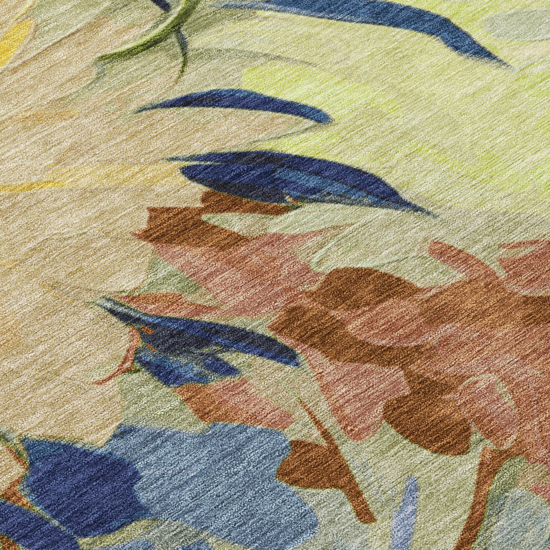 Machine Washable Indoor/Outdoor Houtz ACN2264 Floral Rug, Rectangle 8' x 10'