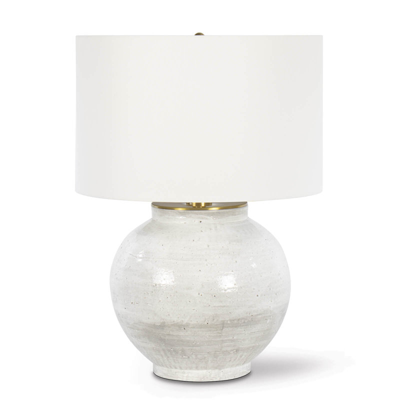 White Ceramic Table Lamp with Linen Shade