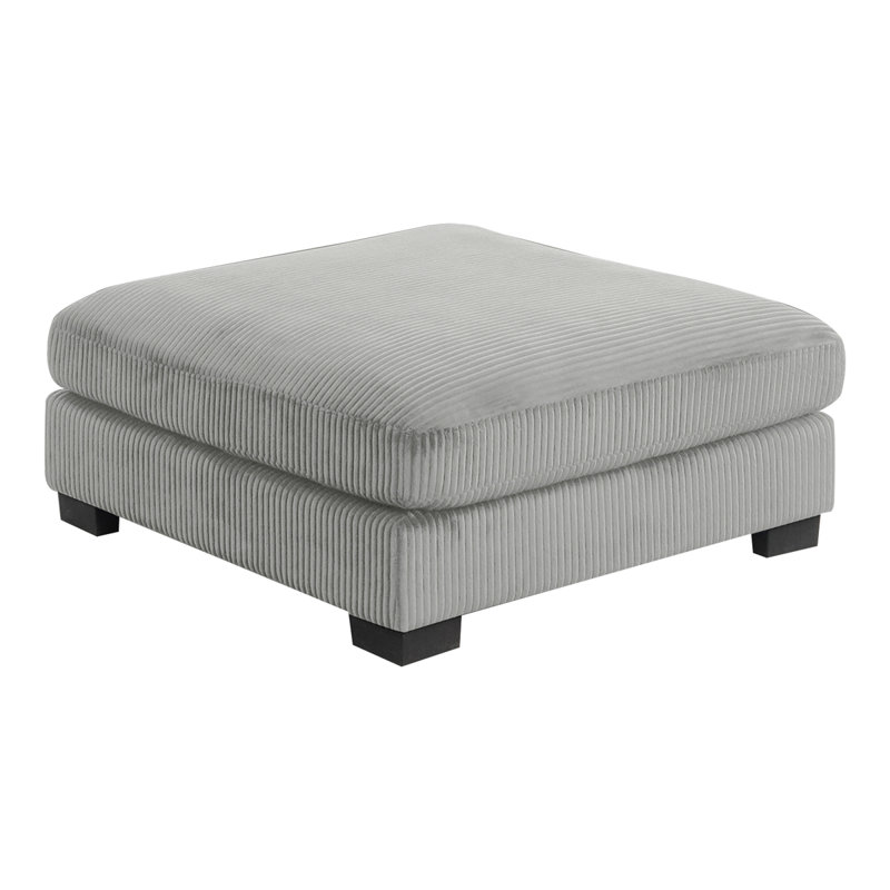 Tissu en velours côtelé Bentley de style moderne OTTOMAN avec cadre en bois gris (CA Warehouse Inventory), Gris