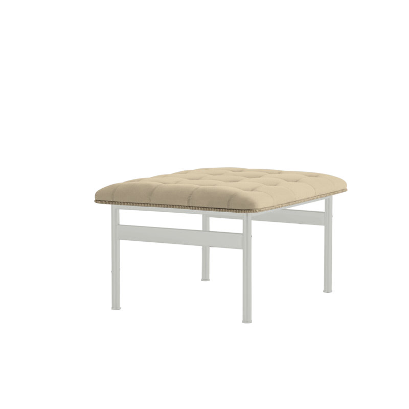 Ottoman, Elan Ivory, Polished Stainless Steel