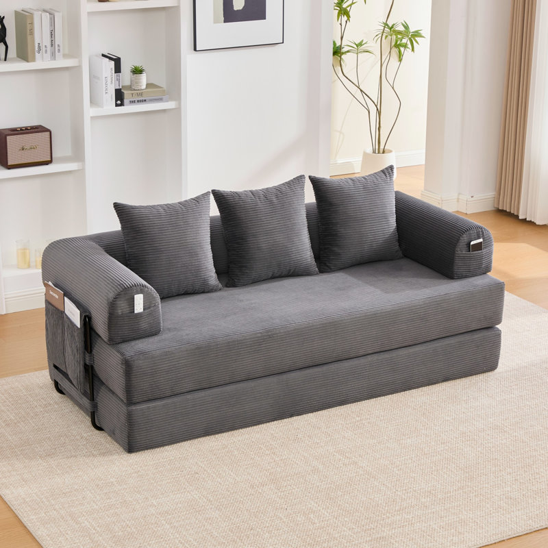 3 Seater Corduroy Sofa, Dark Gray