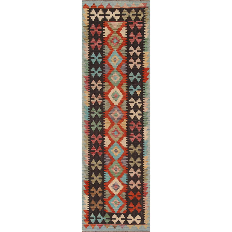 Reversible Wool Kilim Runner Rug 3x10