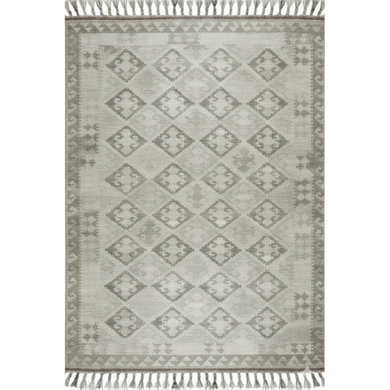 Shouko Gray Flatweave Wool Area Rug, Rectangle 6' x 9'