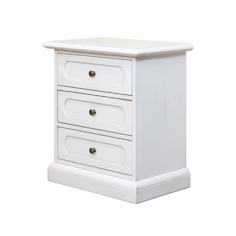 Dewie 53cm W Solid + Manufactured Wood Bedside Table, White