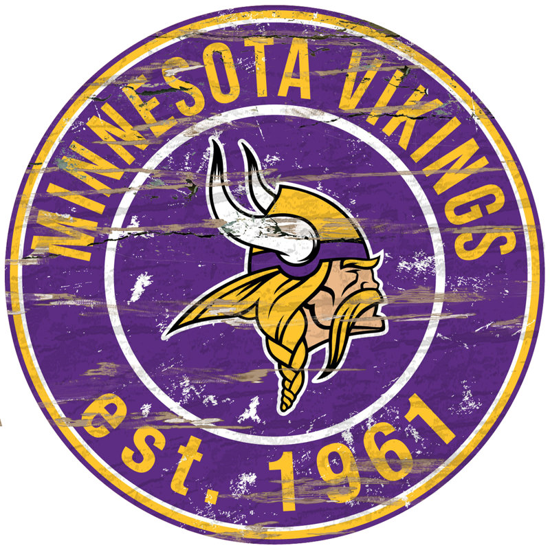 Décoration murale rond à cercle patiné nfl, Vikings du Minnesota