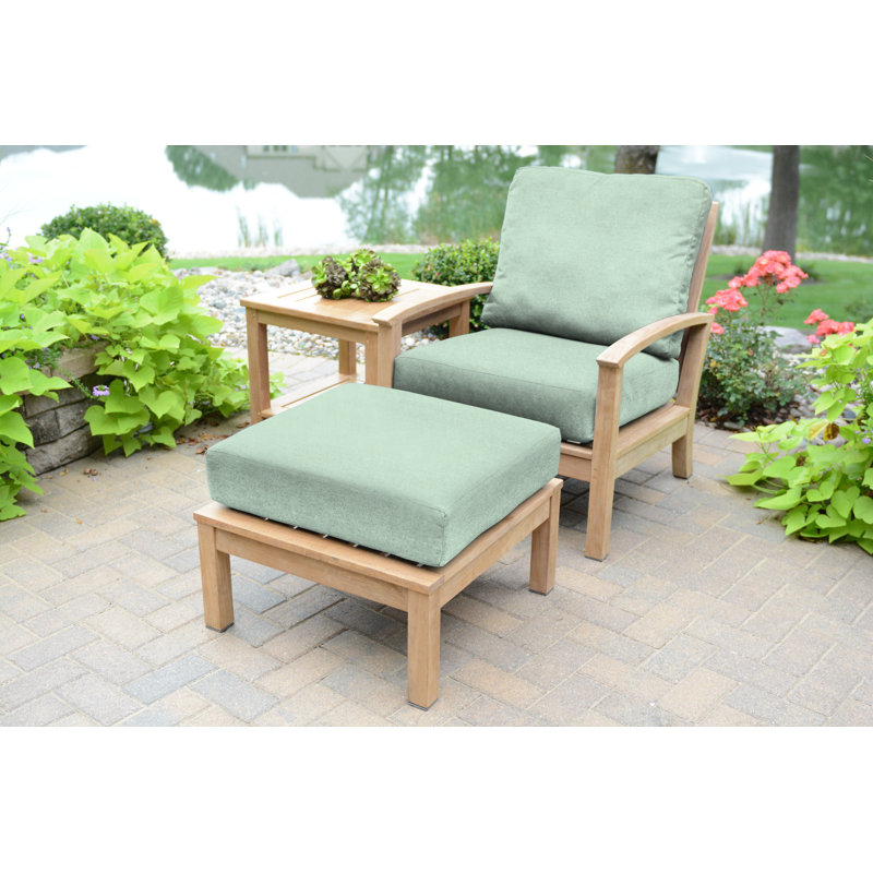 St. Lucia Teak Outdoor Lounge Chair, Spectrum Sand Sunbrella® Plainweave