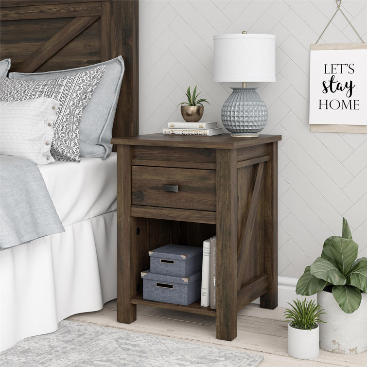 1-Drawer Nightstand with Storage Shelf