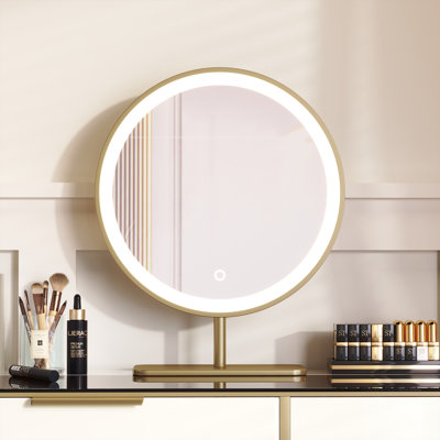 Coiffeuse de maquillage avec miroir rond Nado
