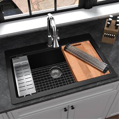 Karran QT-712 Quartz/Granite 33 in. Single Bowl Top Mount Drop-In