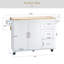 Îlot de cuisine et chariot de cuisine, îlot de cuisine mobile avec plateau en bois d'hévéa extensible, tablette réglable à l'intérieur de l'armoire, 3 grands tiroirs, avec support à épices, porte-serviettes