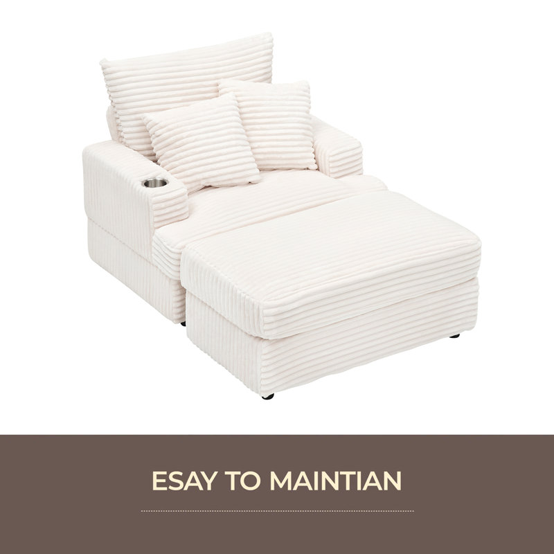 Ensemble de fauteuil avec repose-pieds et repose-pieds 39 po, White