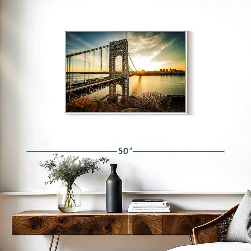 Pont George Washington NJ, Cadre flottant blanc, 31 po x 21 po