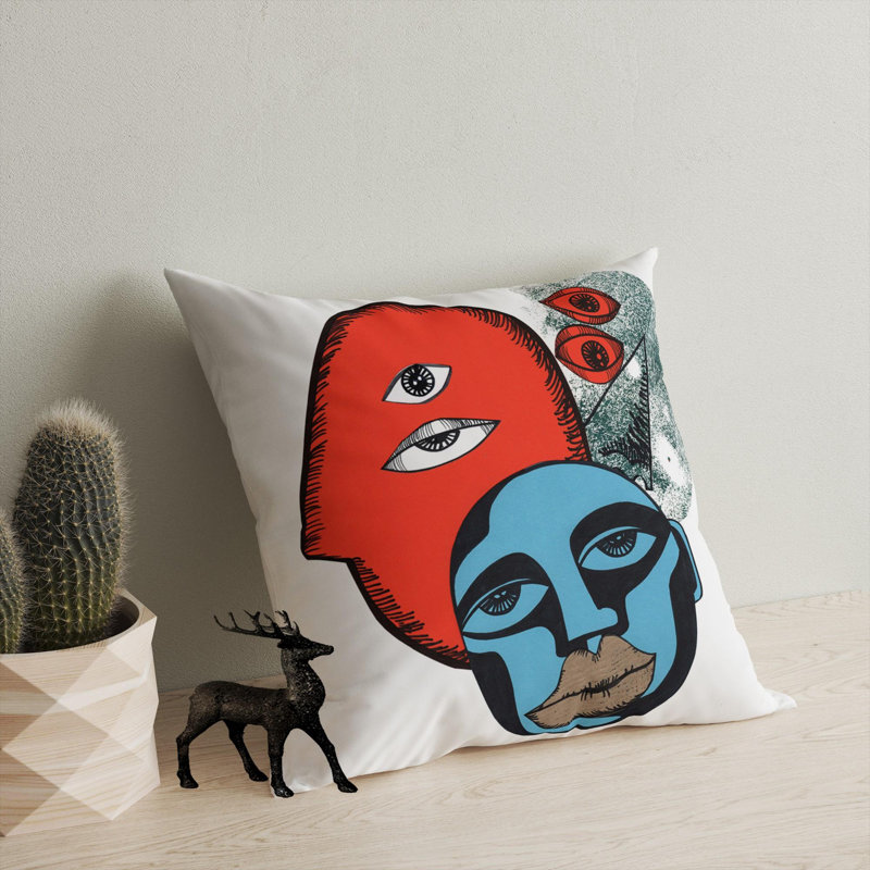 Coussin lavable de qualité supérieure, 17,0 x 17,0 pouces, 50% coton / 50% polyester, rembourrage en silicone, fermeture à glissière dissimulée | Doux, confortable et repassable | Parfait pour la décoration intérieure, le salon et la chambre à cou