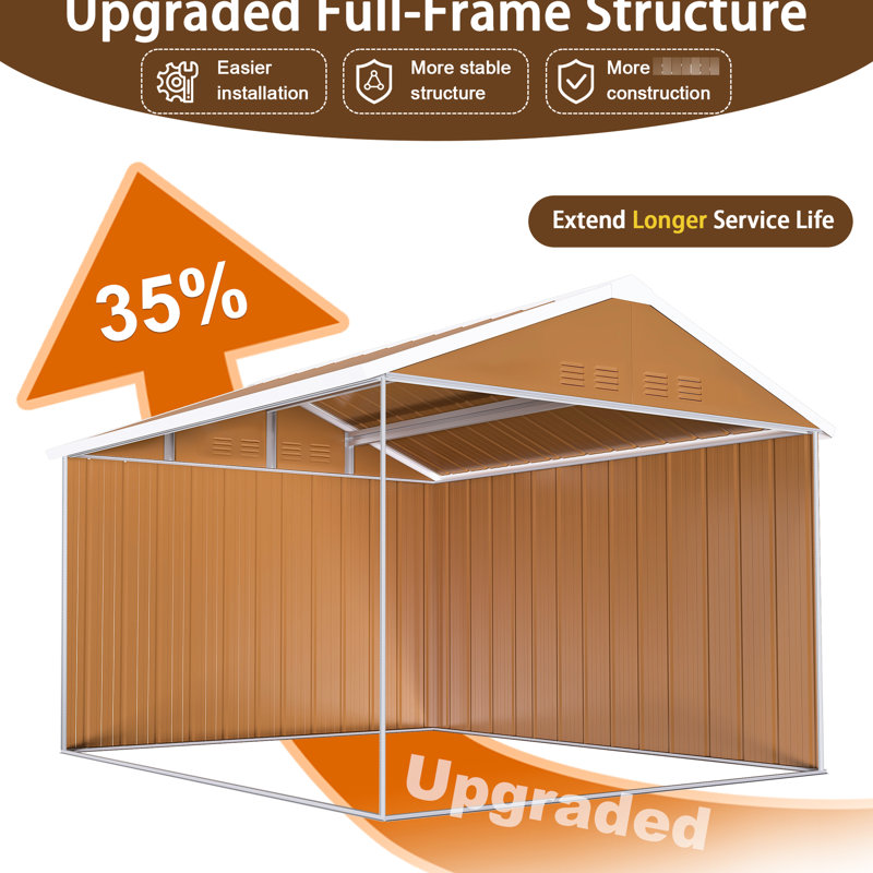 Spacieuse remise en métal robuste de 8 x 10 pi avec fenêtres, porte verrouillable et ventilation pour le garage