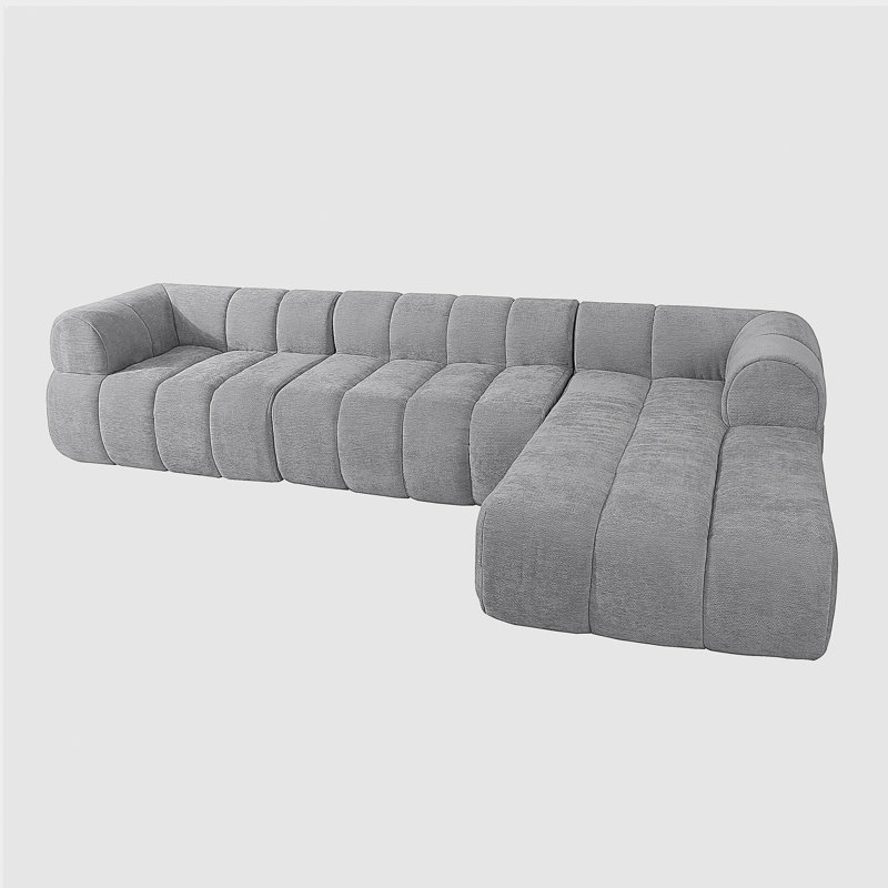 Ensemble de canapé en forme de L de 122 po avec fauteuil à accoudoirs en mousse à compression complète de haute densité de 122 po, ensemble de 2 pièces, lecture à droite, entièrement assemblé, convient au salon, au salon
